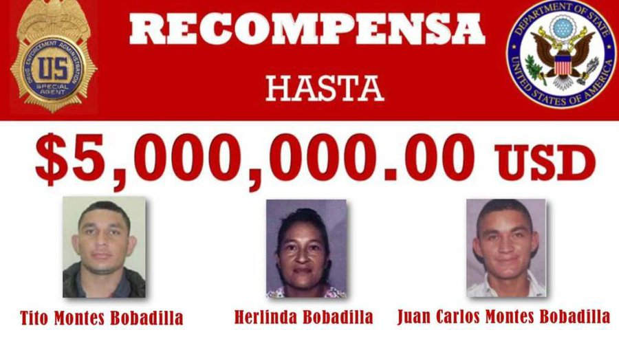 EEUU ofrece recompensas millonarias para detener a la narcotraficante hondureña Herlinda Bobadilla y sus hijos